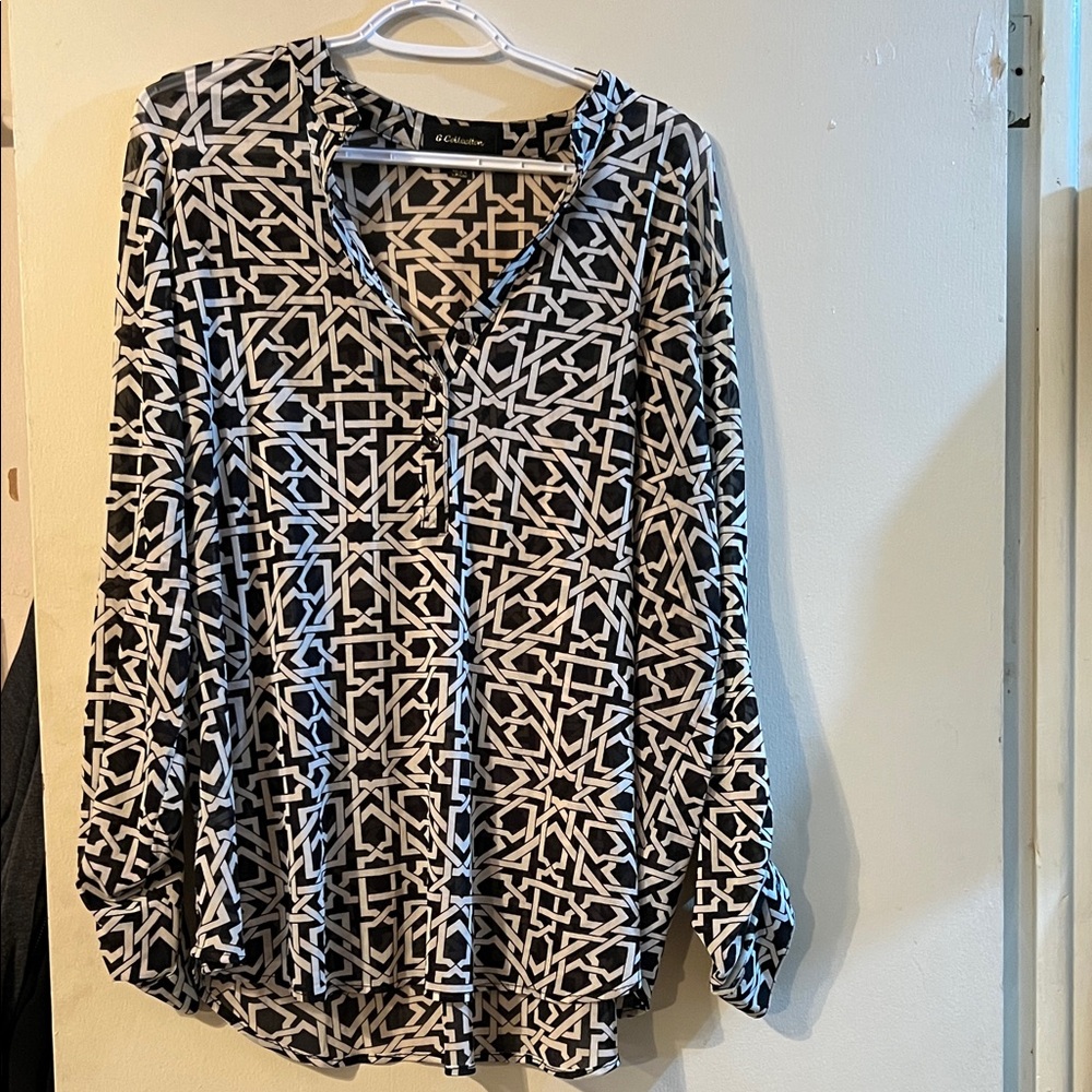 Cato Monochrome Abstract Pattern Blouse